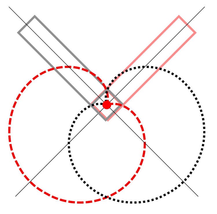 A diagram of a XY drum overhead miking technique on Velveteen Music's blog