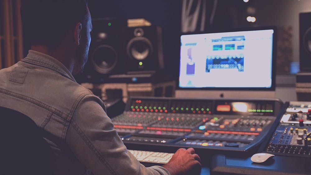 Kelowna based music producer Bradley J Simons starting up a production at Velveteen Music's Edmonton recording studio